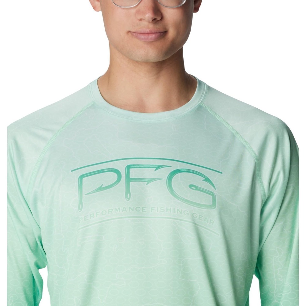 Columbia Super Terminal Tackle PFG Long Sleeve Men's Med Ocean Mint 2069251367 - Picture 4 of 6